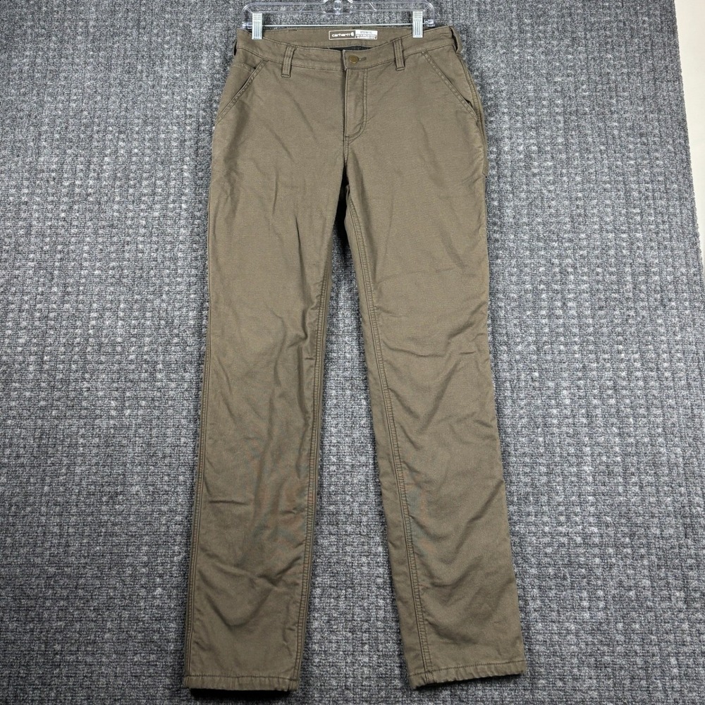 Carhartt Essential Fleece Lined Canvas Carpenter Pants Size 8 Regular Brown